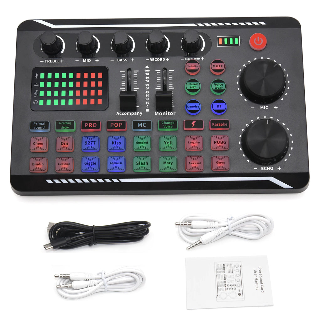 Live Sound Card Audio Mixer — USB Interface for Streaming, Recording & Podcasting