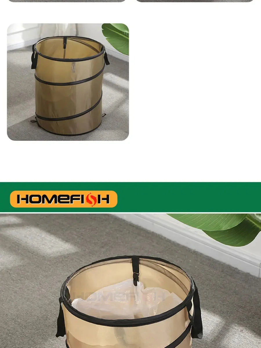 Pop-Up Folding Trash Can — Portable Outdoor Camping Garden Garbage Bag Leaf Bucket