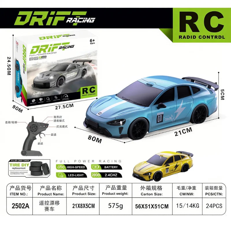 1:24 Scale RC Drift Racing Car – GT3 RS / Porsche 911 / SU7 High Speed Remote Control Models