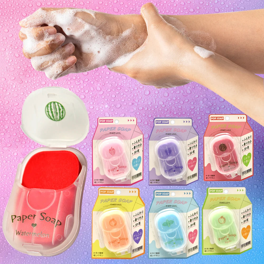 Portable Hand Soap Sheets for Travel – Dissolving Cleanser Wipes, Alcohol-Free, 50 Sheets/Box