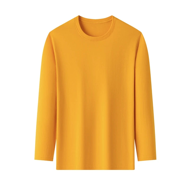 Men's Solid Color Round Neck Cotton Long Sleeve Tee — Everyday Essential