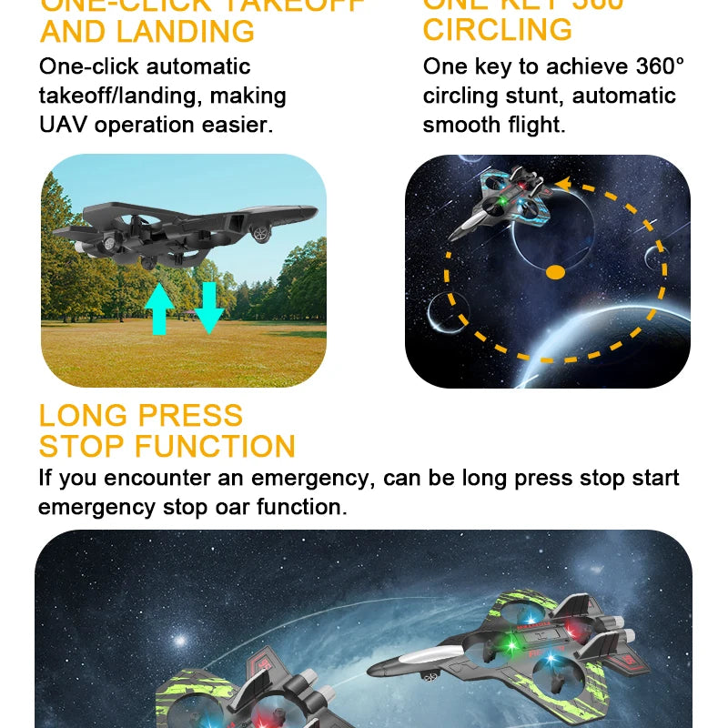 2.4G RC Stunt Foam Helicopter Jet Plane with Gyroscope & LED Light – Indoor Outdoor Toy