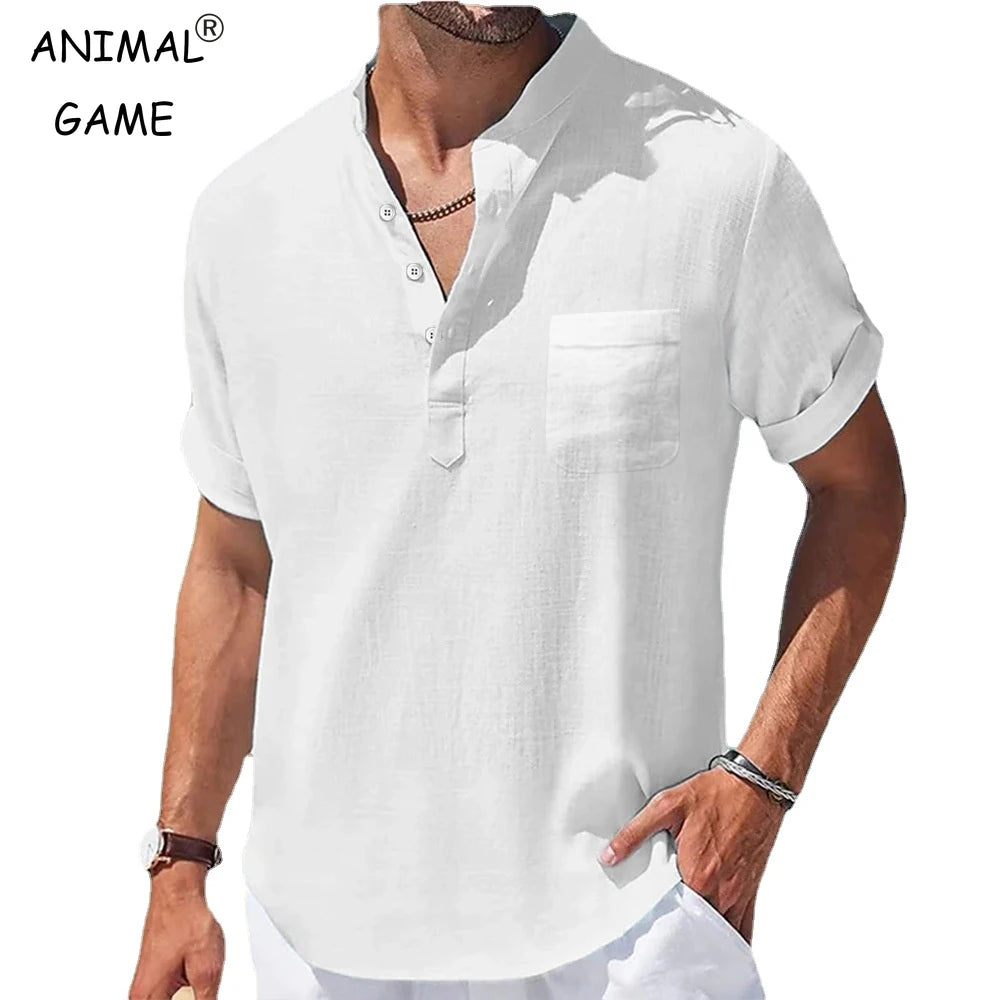 Men's Casual Linen Short Sleeve Shirt — Lightweight Summer Button-Down
