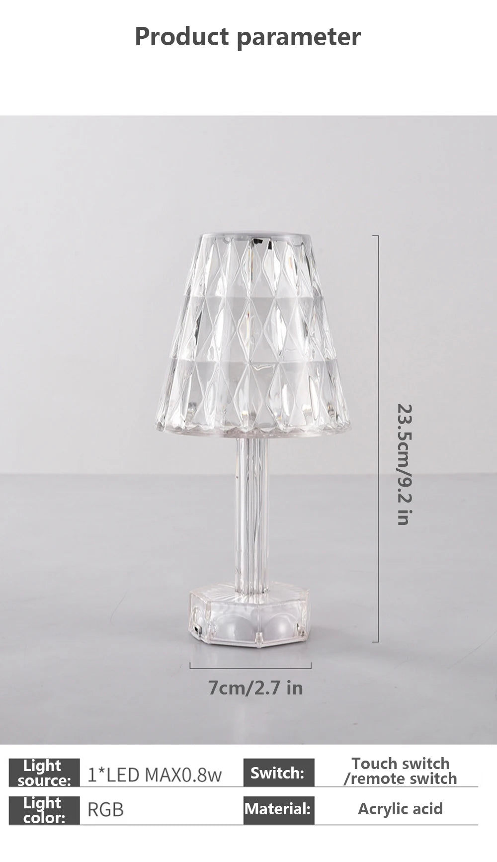 Crystal Night Light – Touch-Control LED Accent