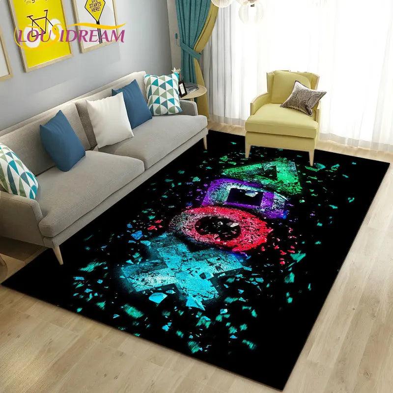 3D Cartoon Gamer Game Controller Area Rug,Carpet Rug for Living Room Bedroom Sofa Doormat Decoration,Kid Play Non-slip Floor Mat
