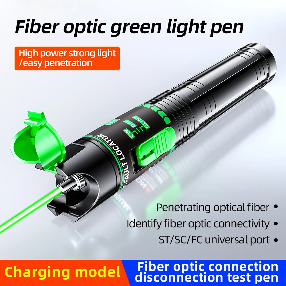 Rechargeable Green VFL Fiber Optic Tester – 15mW to 100mW Visual Fault Locator Pen