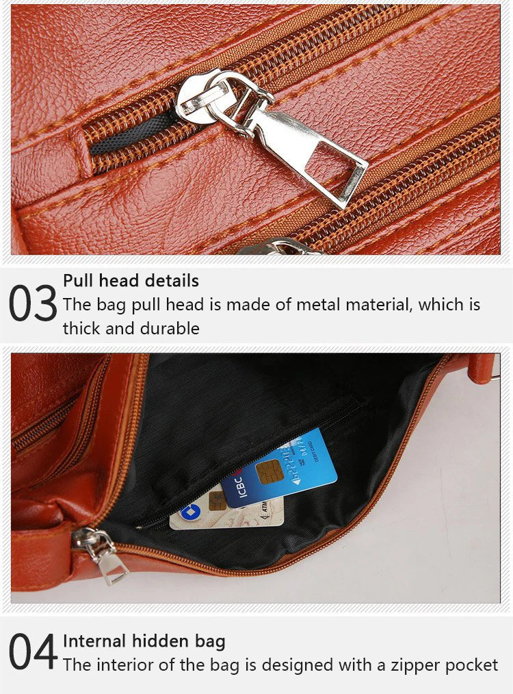Korean Soft Leather Crossbody Shoulder Bag – Luxury Designer Tote for Women