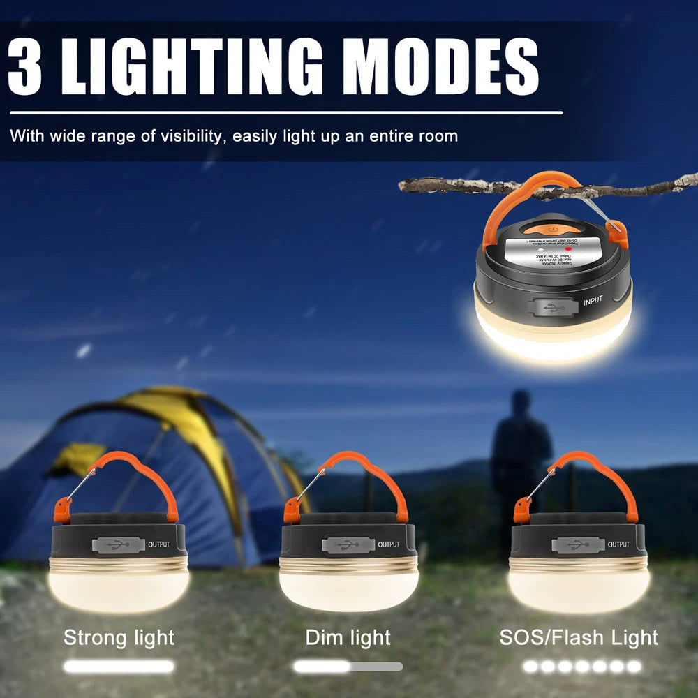 10W USB Rechargeable Camping Lantern – 1200mAh Portable Hanging Tent Light for Hiking & Outdoor Use