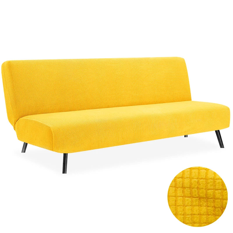 Armless Futon Sofa Bed Cover – Polar Fleece Elastic Slipcover for Folding Furniture & Bench