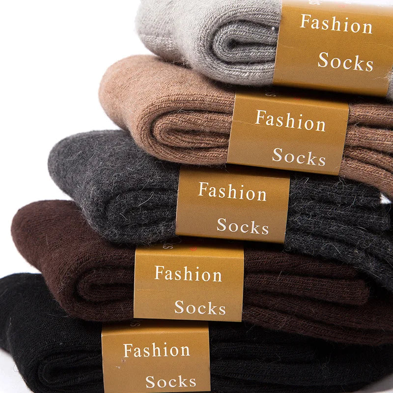 Thick Wool-Blend Winter Socks in Solid Colors