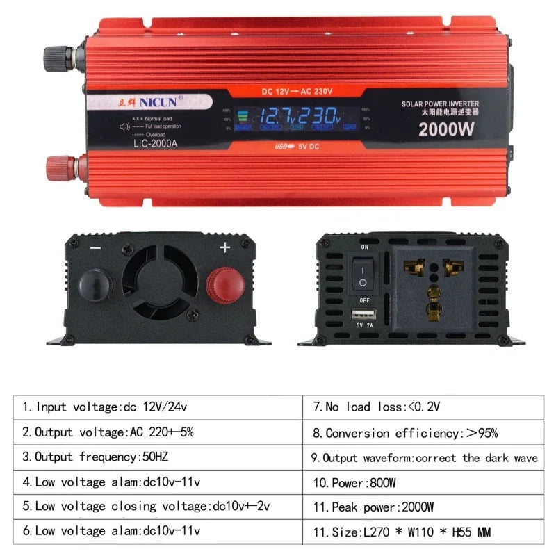 2000W Off-Grid Solar Complete Kit – 100A MPPT Controller, 110V/220V Inverter & LiFePO4 Battery