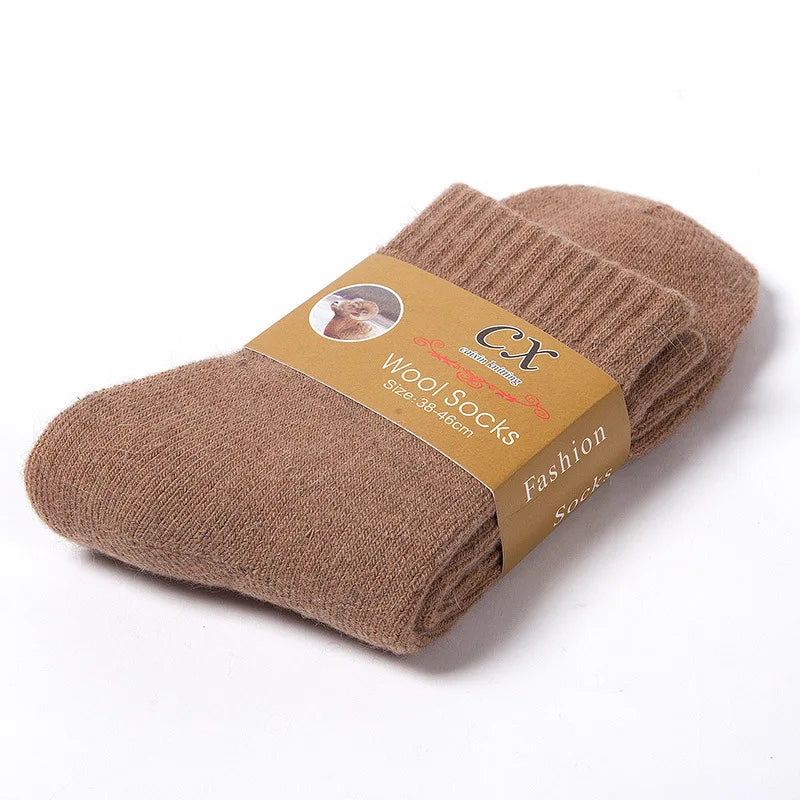 Thick Wool-Blend Winter Socks in Solid Colors