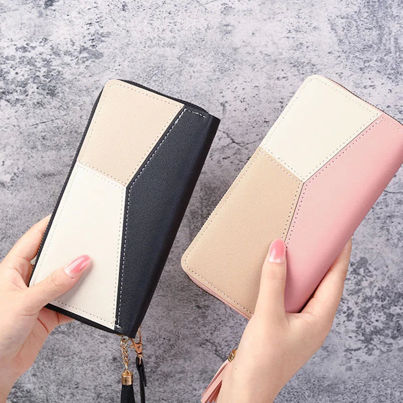 Women's Fashion Zipper Long Wallet – PU Leather Billfold with Coin Purse & Card Holder