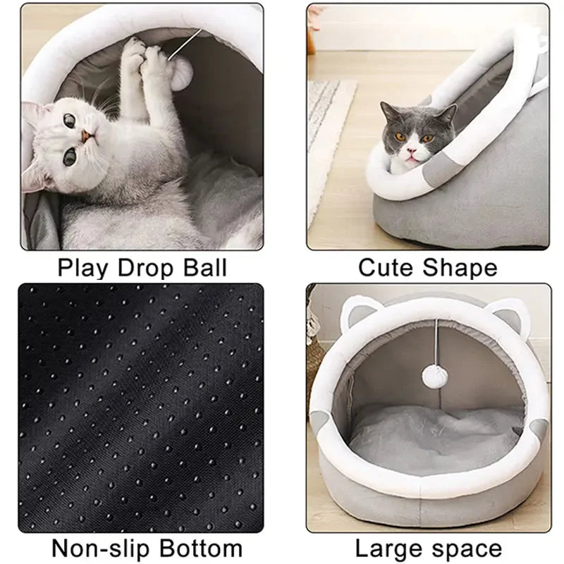 Self-Warming Foldable Pet Tent Cave Bed