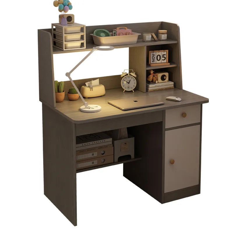 Bookshelf Integrated Computer Desk — Modern Minimalist MDF Student Writing Desk, Multiple Sizes & Finishes