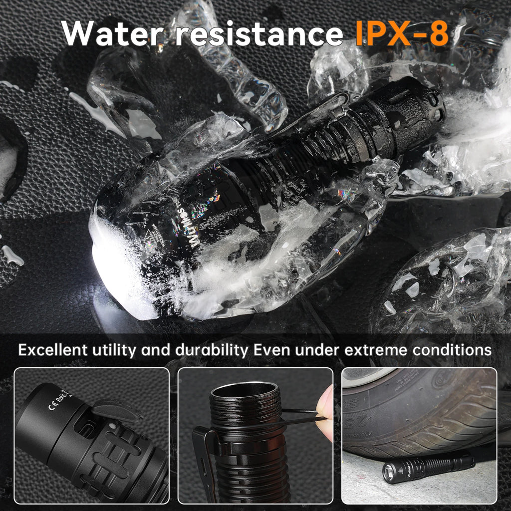 Wurkkos TD02 Tactical Flashlight – 2000 Lumens 18650 Rechargeable Battery