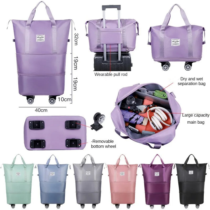 Expandable Fitness Travel Bag – Wet-Dry Storage & Wheels