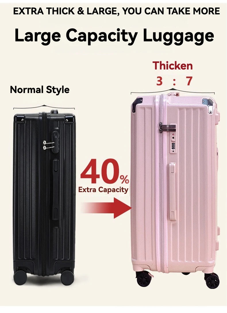 Large-Capacity Carry-On Luggage – Cup Holder & USB Port
