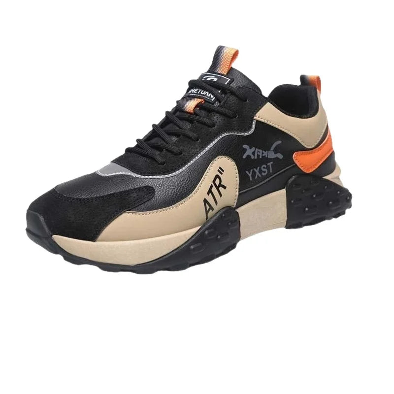 Men's Breathable Faux Leather Lace-Up Sneakers