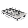 2-Burner Stainless Steel Gas Hob – 3KW + 1.75KW, Portable Countertop or Flush Mounted, 51x31x10cm