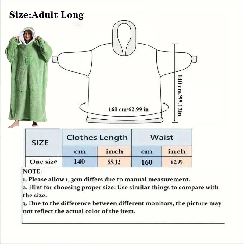 Wearable Hooded Blanket – Long Fleece Comfort with Sleeves