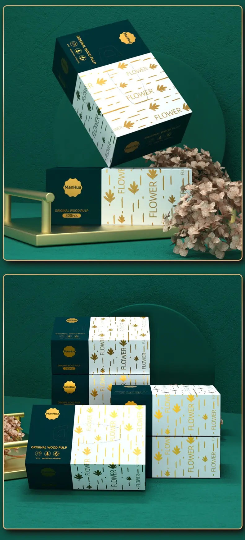 Soft. Strong. Bulk Value. — 4-Ply Facial Tissue Boxes | 300 Sheets Per Box, Virgin Wood Pulp, Household Napkins, 4/12/24 Pack Options