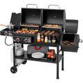 Dual Fuel 2-Burner Grill Combo | Offset Smoker, Side Burner, 34,000 BTU, 1020 Sq. In. Cooking Area, Gas & Charcoal Outdoor Grill