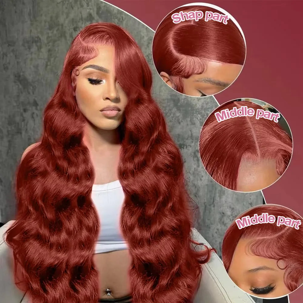 Reddish Brown Body Wave Glueless Wig | 250% Density 7x5 13x4 13x6 HD Lace Pre-Cut Wear & Go Human Hair