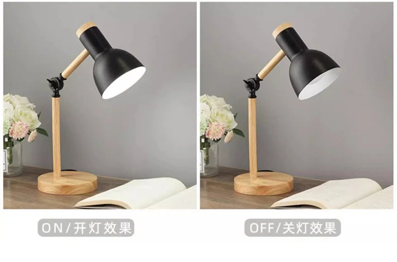 Wooden Desk Lamp – Nordic-Style Adjustable Head
