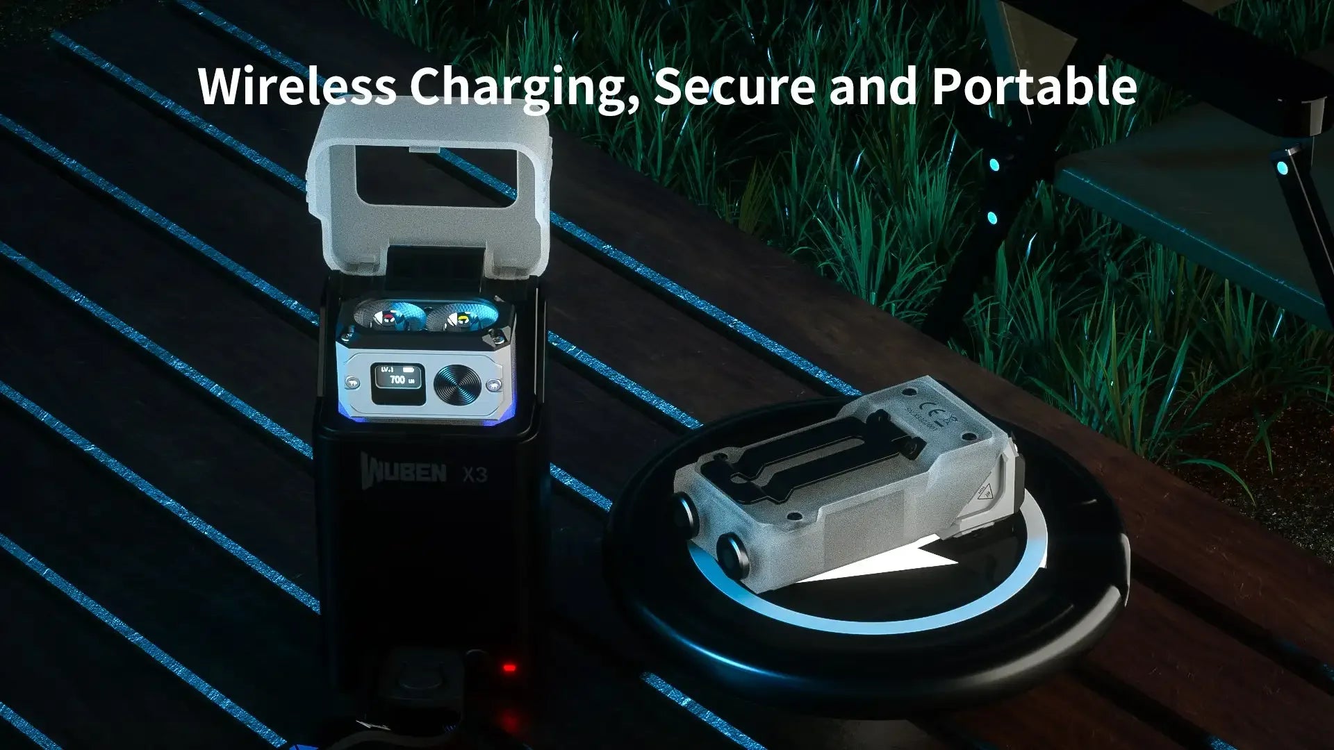 WUBEN X3 Lightok 700 Lumen Wireless Charging EDC Flashlight – Swivel Head, Red & White Light, Charging Box