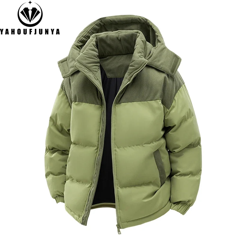 Men's Removable Hooded Windbreaker Parka Jacket – Warm Casual Outerwear for Autumn & Winter