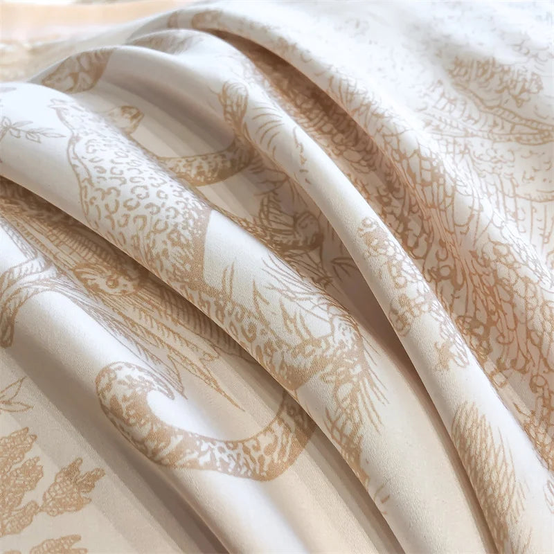 Eucalyptus Lyocell Bedding Set – Silky Soft Forest & Leopard Print Duvet Cover, Bed Sheet & Pillowcases