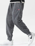 Men's Corduroy Jogger Pants — Baggy Fleece Harem Sweatpants for Autumn & Winter