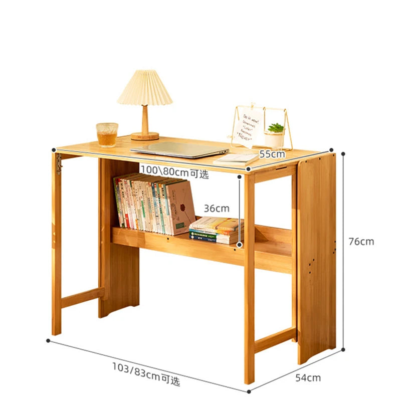 Foldable Bamboo Computer Desk — Student Writing Workbench, Bedroom & Bedside Use, 83cm & 103cm