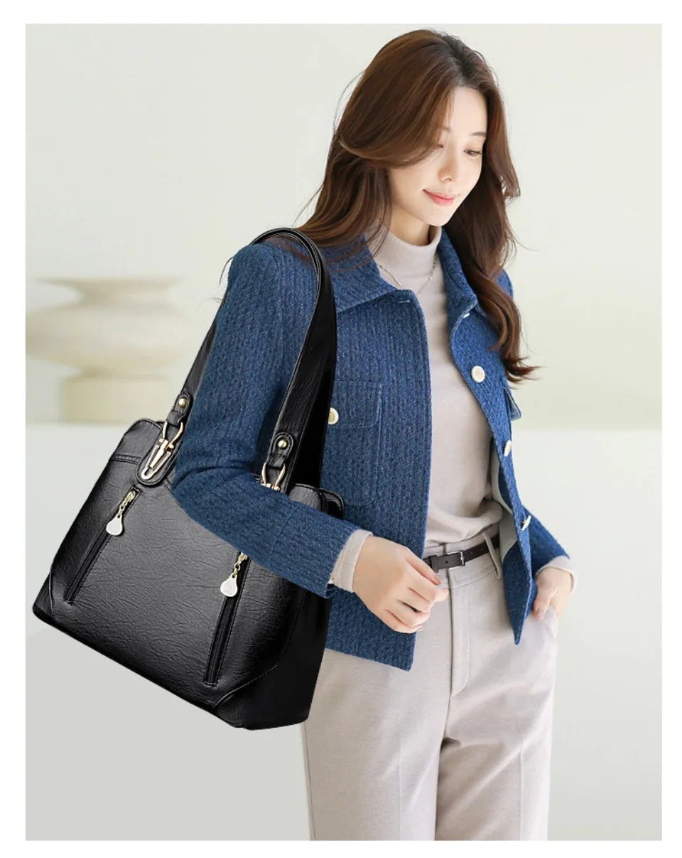 VANDERWAH Bark Pattern Microfiber Leather A4 Tote Bag – Luxury Designer Shoulder Handbag for Women
