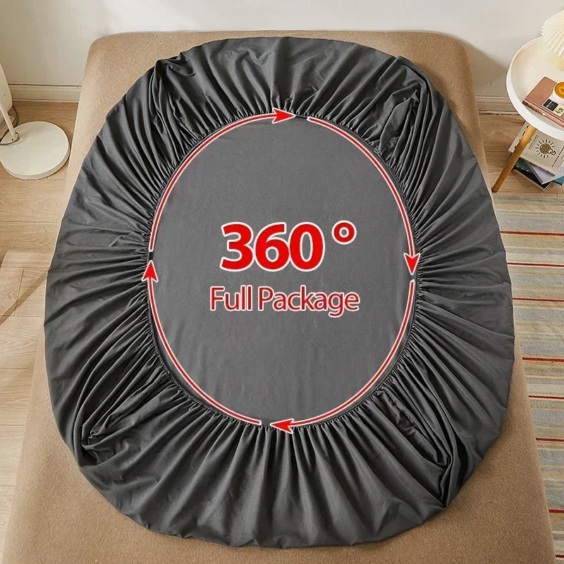 High-Quality Elastic Fitted Sheet – Solid Color Mattress Cover, 80–200cm, Single to King