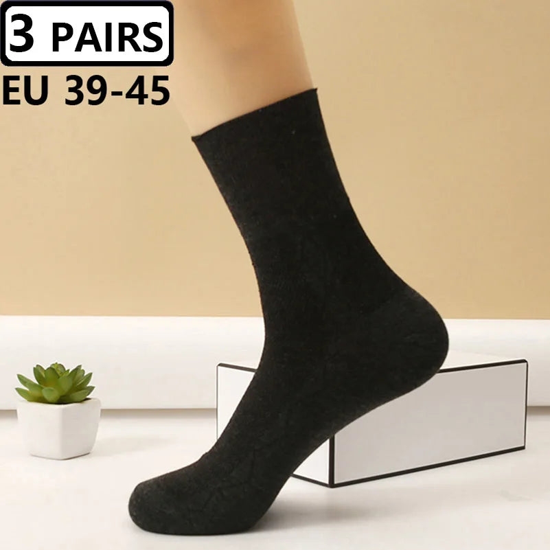 Plus Size Diabetic Varicose Vein Socks – 3 Pairs Cotton Loose Mouth EU 35-50 Men & Women