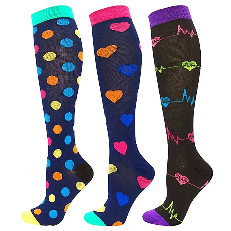 Knee High Compression Socks 20-30mmHg – 3 Pairs for Diabetes, Varicose Veins, Edema, Nurse & Running