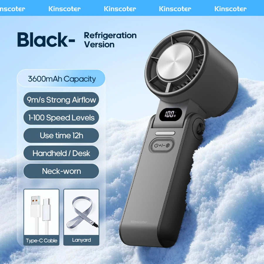Rechargeable Handheld Fan with Optional Ice Cooling
