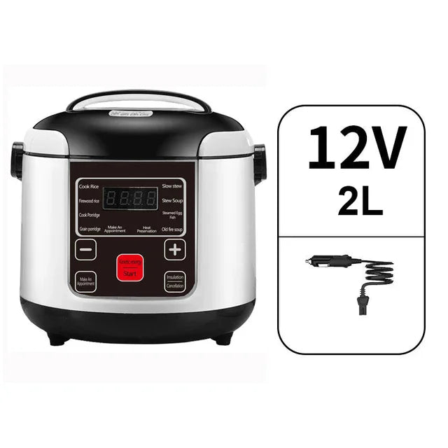 12V/24V Mini Car Rice Cooker 2L — Portable Truck Lunch Box Meal Heater & Food Steamer
