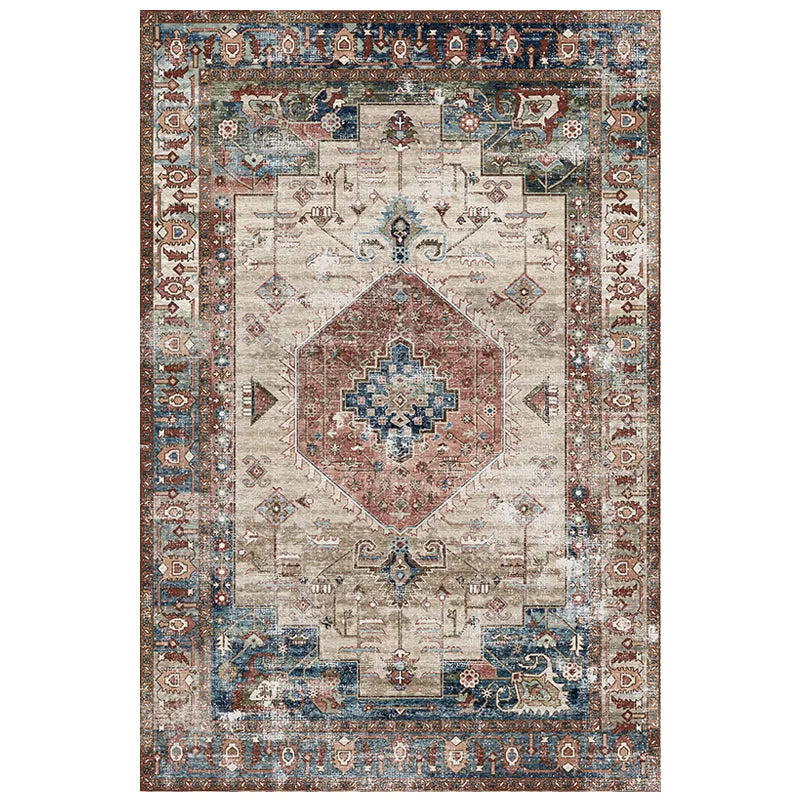 American Retro Style Large Area Rug – Anti-Slip Washable Carpet for Living Room & Bedroom