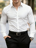 Men's Solid Red Long Sleeve Formal Dress Shirt — Bold Color Business Shirt