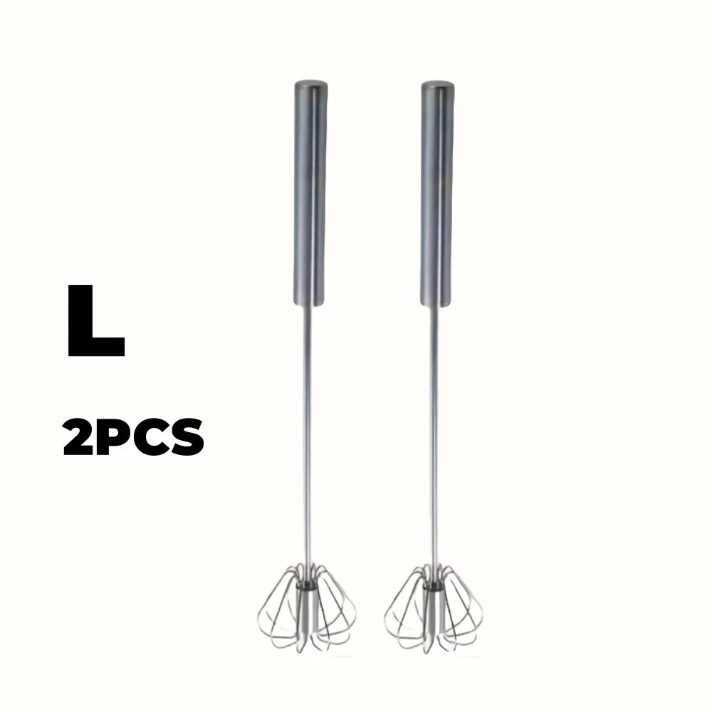 Whisk Faster. Bake Better. — Stainless Steel Semi-Automatic Egg Beater | S/M/L Sizes, Hand Push Mixer, Milk Frother, Kitchen Baking Tool