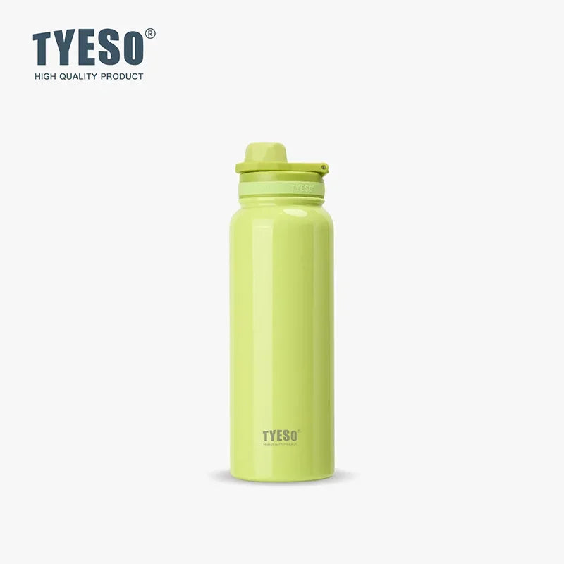 TYESO 304 SS Vacuum Thermos Bottle – Wide Mouth, Leakproof, 6–12Hr, 600–1200ml, 10+ Colors, Optional Cup Bag
