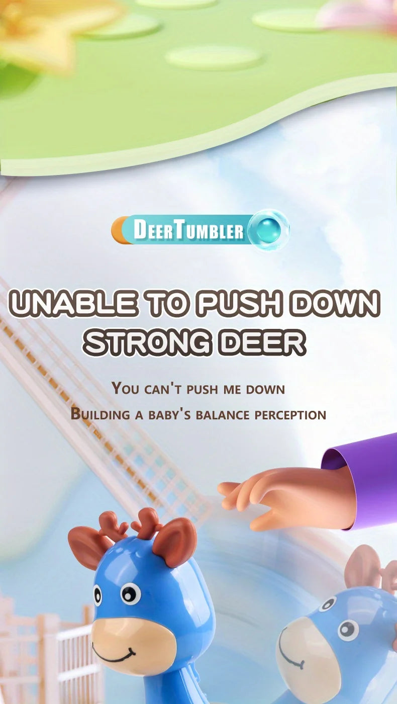 SONGYI Roly Poly Deer Tumbler Toy for Babies 6–12 Months – Wobbler Sensory Toy for Infants & Toddlers