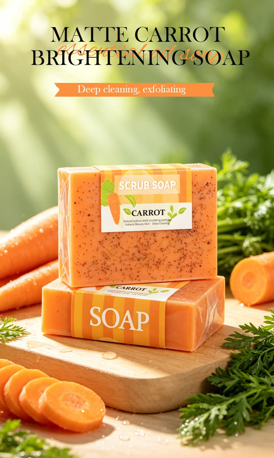 Organic Carrot Soap with Walnut Granules & Glycerin – Brightening Handmade Bar
