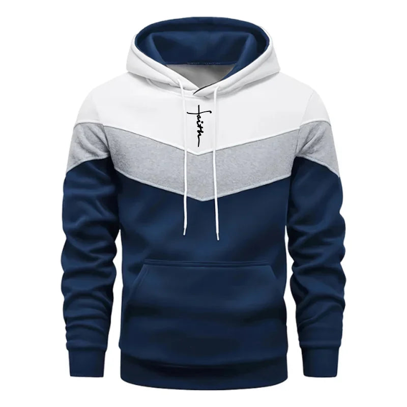 Men's Tricolor Hoodie & Sweatpants Tracksuit – Autumn Winter Casual Sport Set