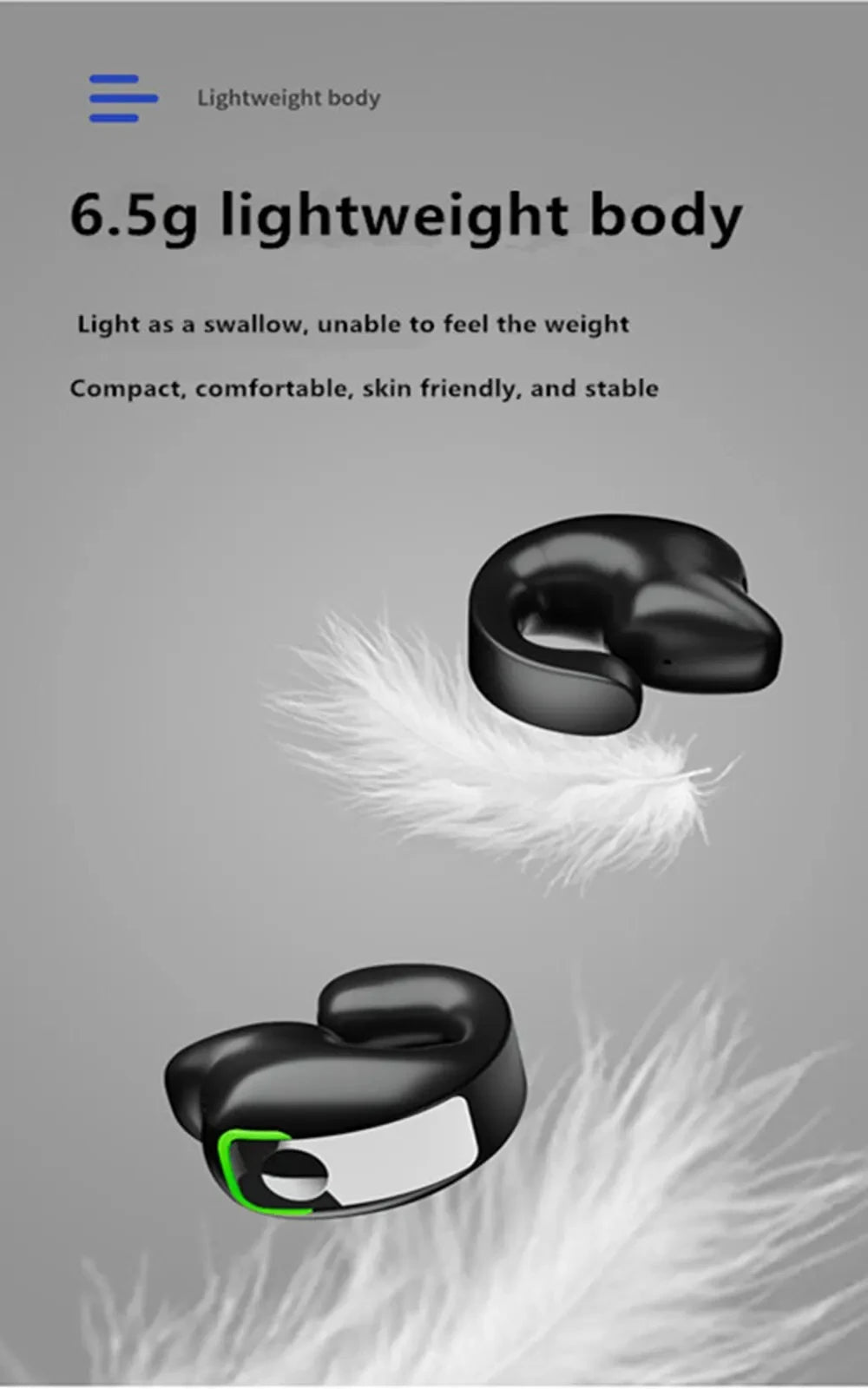MECOTTZ Bluetooth 5.3 Ear Hook Earphone – Hybrid Driver, ANC, IPX5, 688Hr Standby, CE/RoHS, Single & 3-Pack