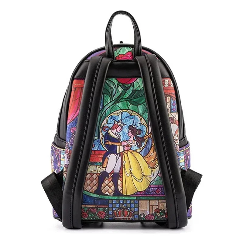 Loungefly-Style Princess Castle PU Leather Backpack – Women's Double Strap Shoulder Bag