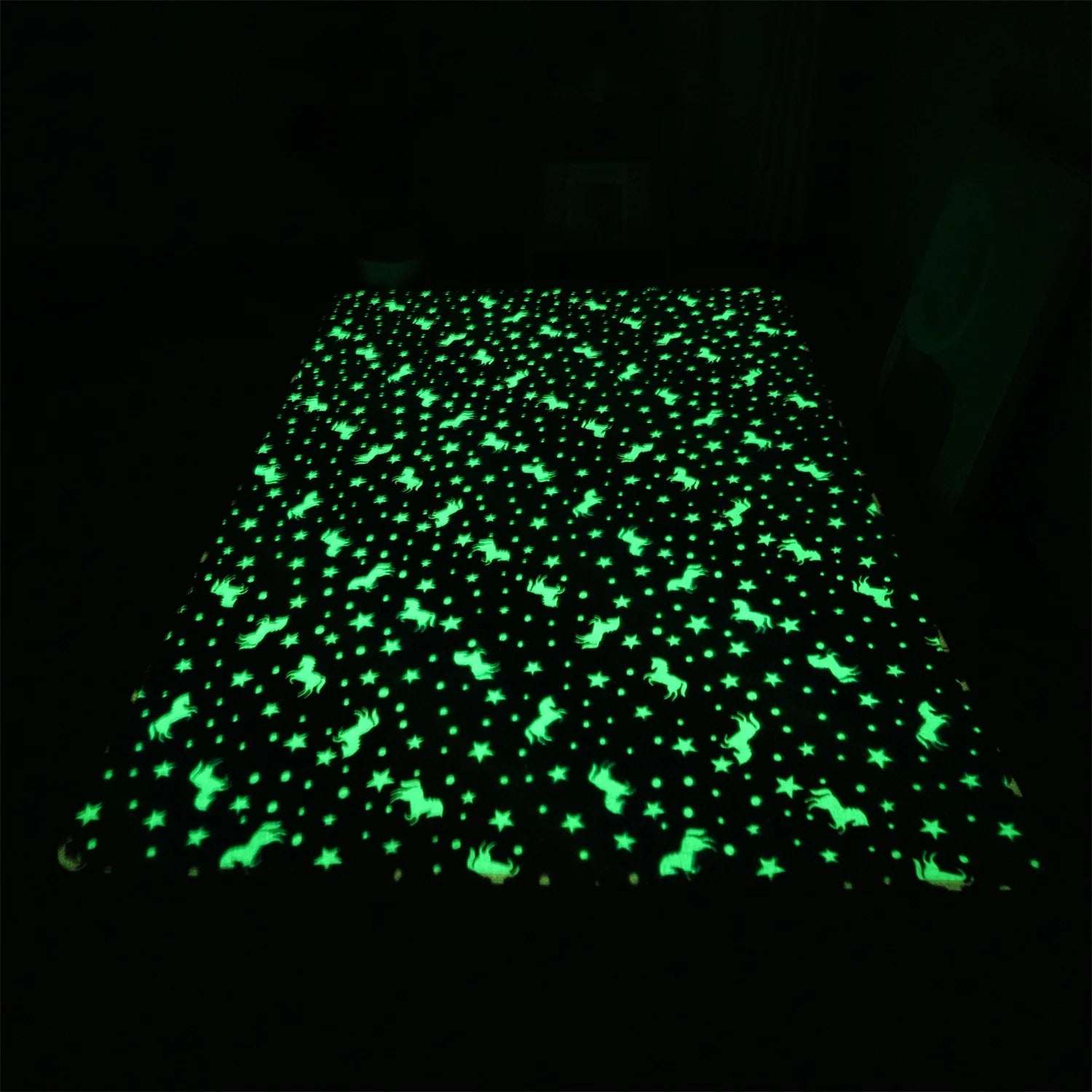 Rainbow Unicorn Glow in the Dark Area Rug – Large Kids Room Carpet with Stars
